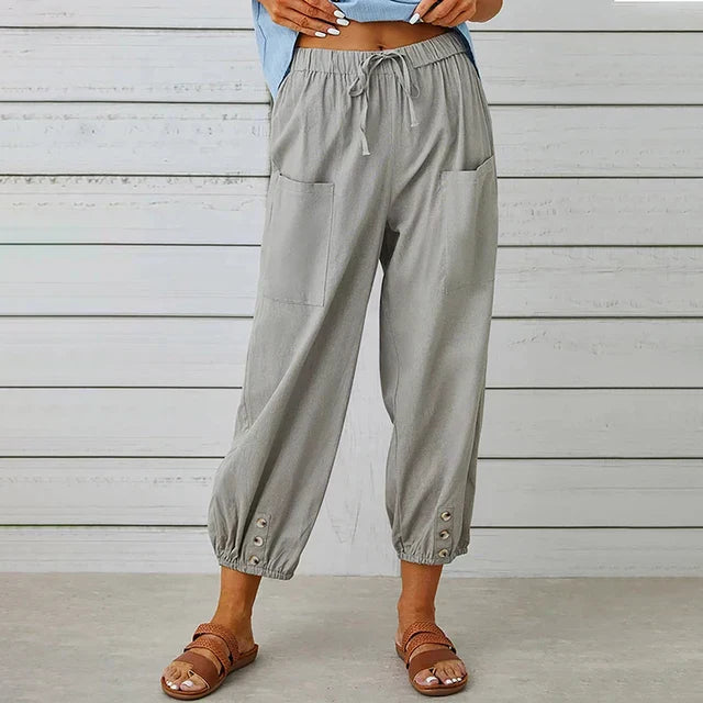 Pants for Women | Elastic Waist Cropped Casual