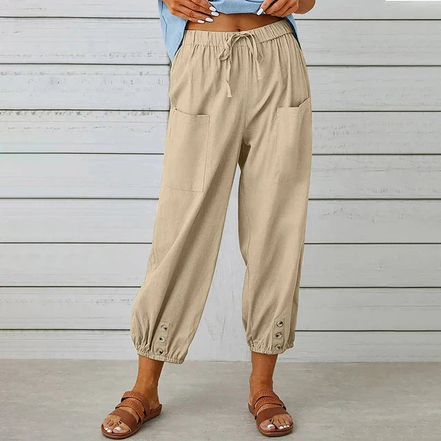 Pants for Women | Elastic Waist Cropped Casual