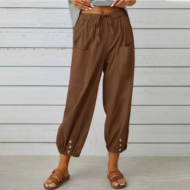 Pants for Women | Elastic Waist Cropped Casual
