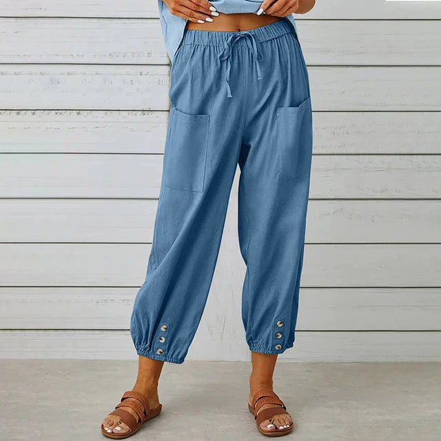 Pants for Women | Elastic Waist Cropped Casual