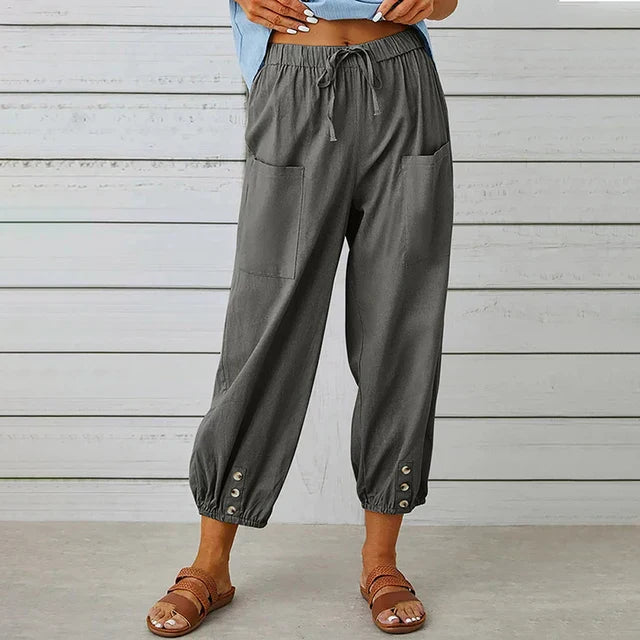 Pants for Women | Elastic Waist Cropped Casual