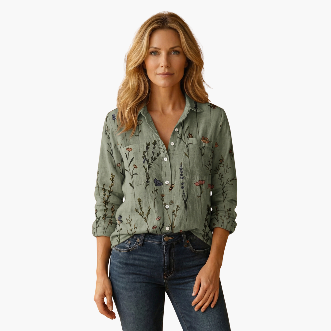 Women’s Button-Down Shirt with Classic Collar and Long Sleeves