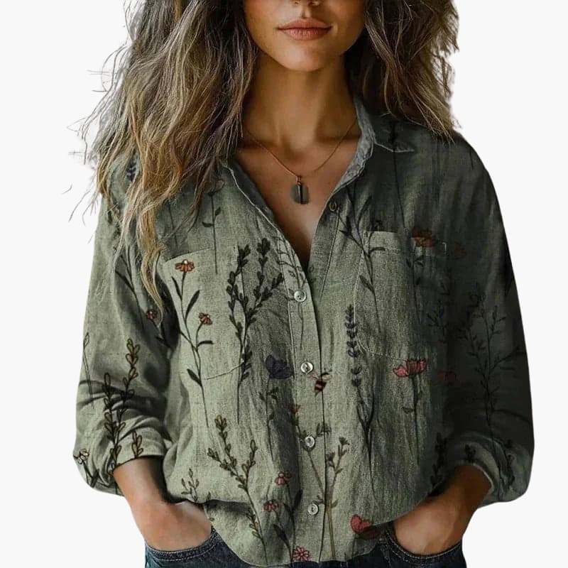 Women’s Button-Down Shirt with Classic Collar and Long Sleeves
