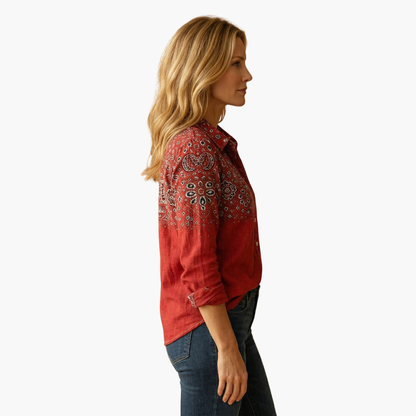 Women’s Button-Down Shirt with Classic Collar and Long Sleeves