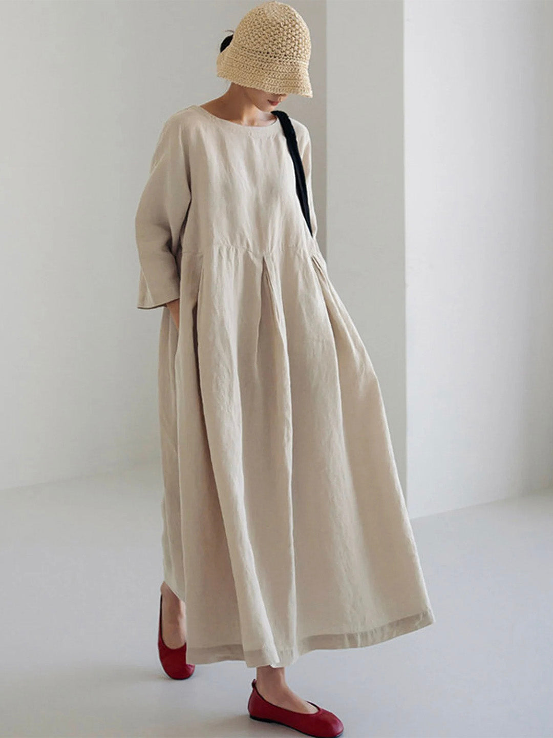 Ella - Loose Linen Dress with Side Pockets