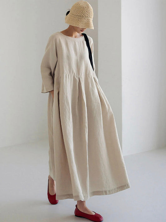 Ella - Loose Linen Dress with Side Pockets