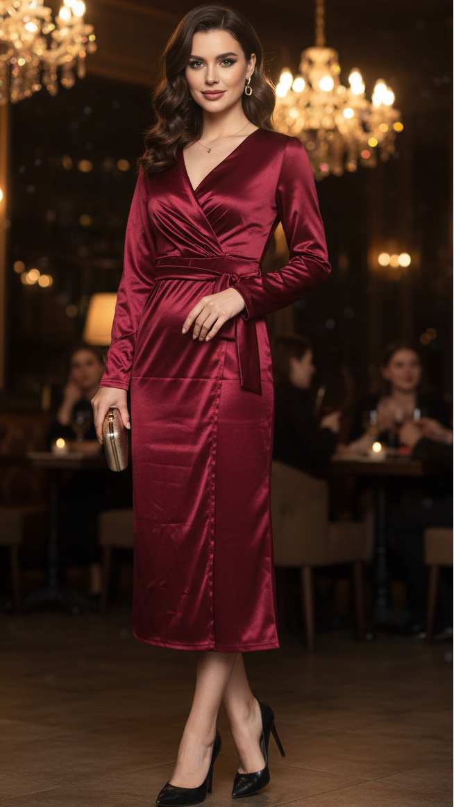 Isabelle | Burgundy Wrap Dress
