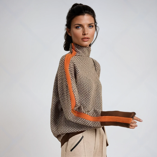Malou™ | Turtleneck Sweater with Bold Contrasting Stripes