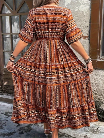 Vivienne | Women's Boho Flowy Printed Draped Dress