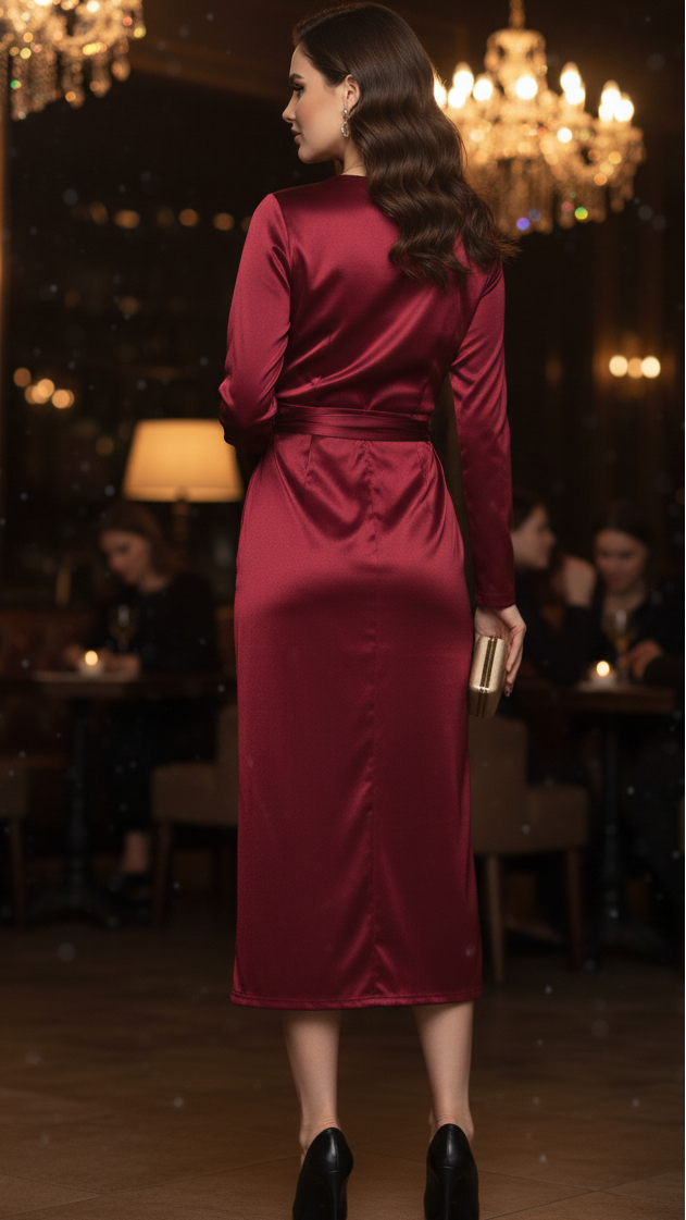 Isabelle | Burgundy Wrap Dress