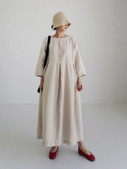 Ella - Loose Linen Dress with Side Pockets