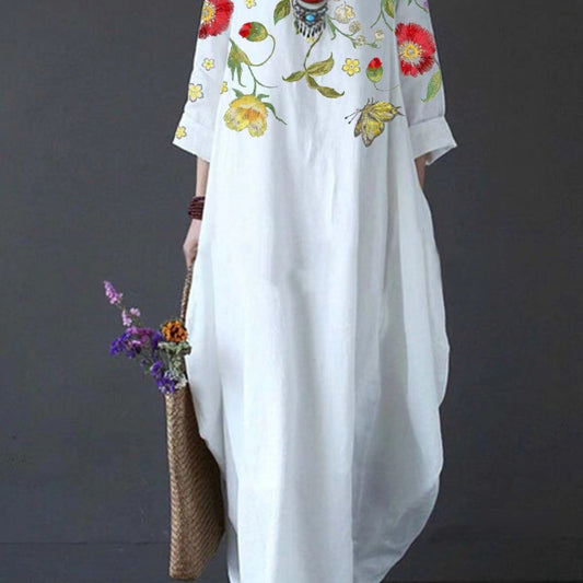 Blair | Women's Floral Flowy Draped Maxi Dress Casual