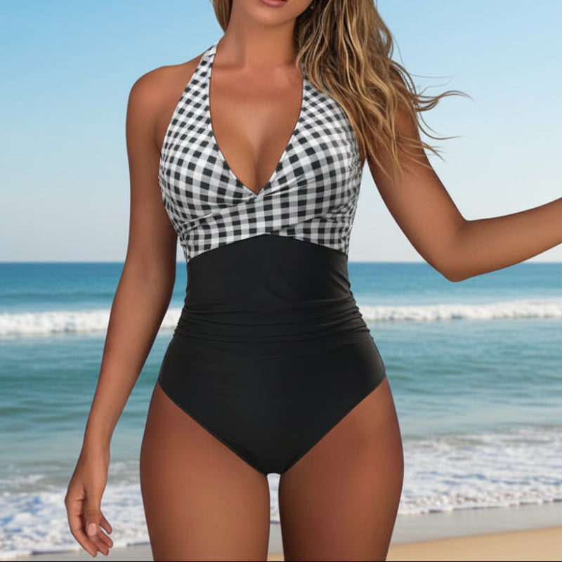 Tropical Twist Front Halter One-Piece Swimsuit