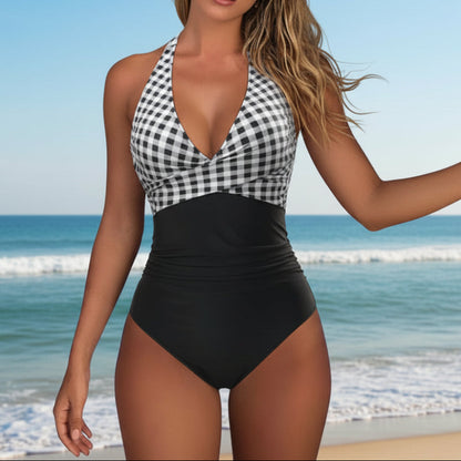 Tropical Twist Front Halter One-Piece Swimsuit