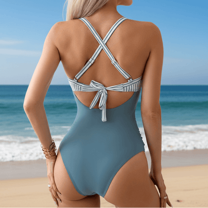 Striped Cutout One-Piece Swimsuit