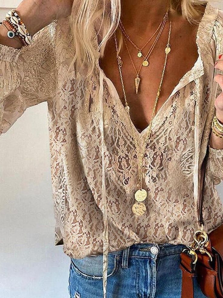 Kelly | Elegant Boho Blouse with Cutout Neckline