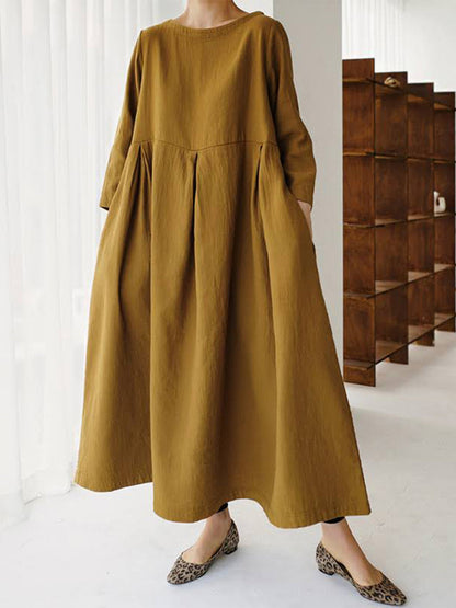 Ella - Loose Linen Dress with Side Pockets