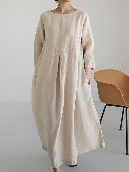 Ella - Loose Linen Dress with Side Pockets
