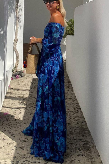 Brooke | Women's Off Shoulder Floral Flowy Maxi Dress Evening
