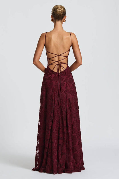 Chiffon Backless Spaghetti Strap Maxi Dress