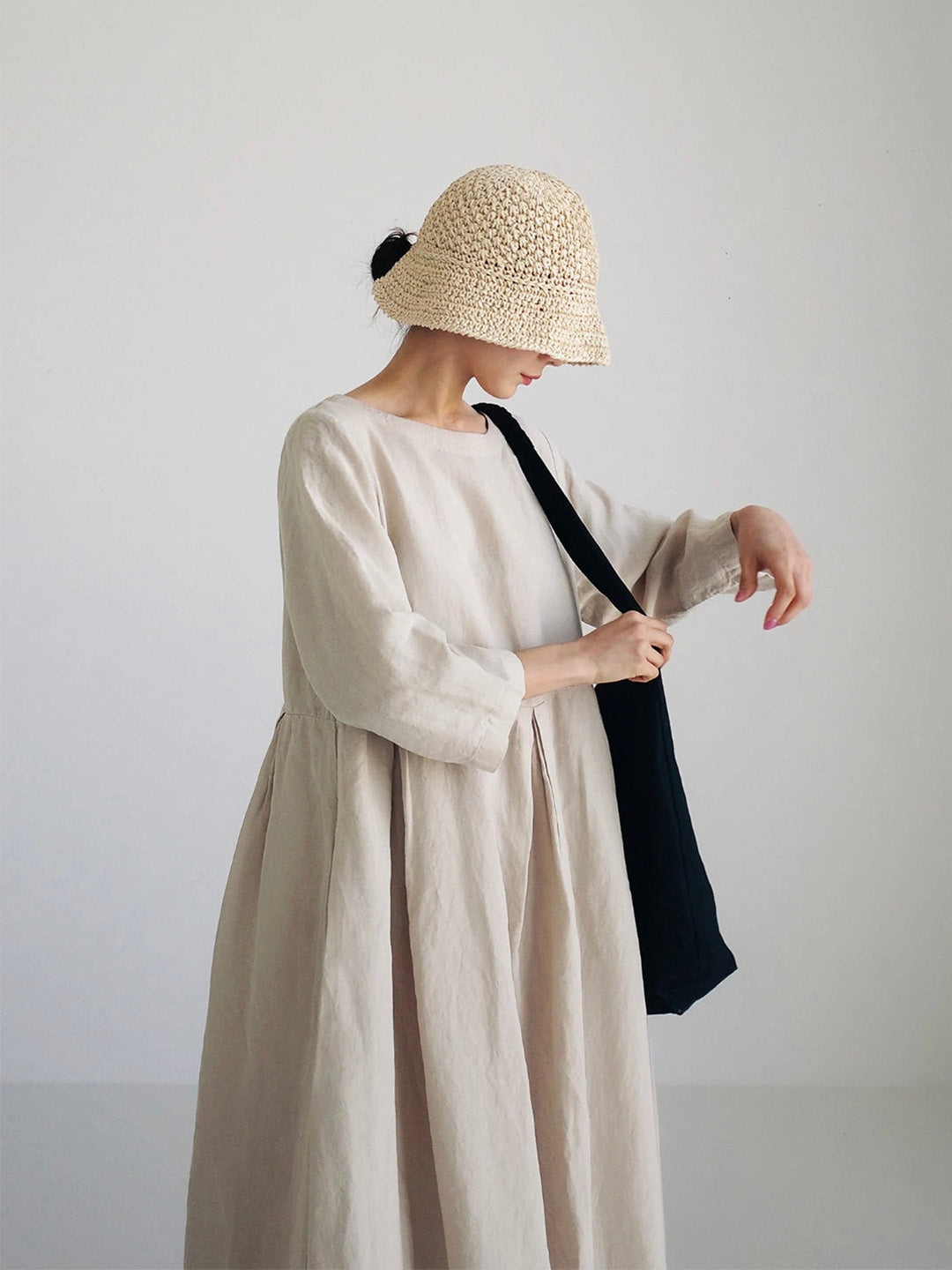 Ella - Loose Linen Dress with Side Pockets