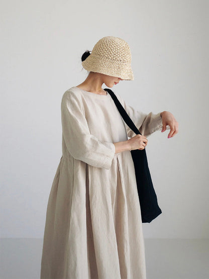Ella - Loose Linen Dress with Side Pockets