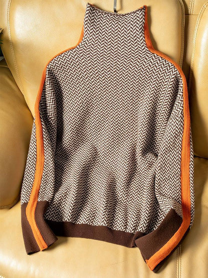 Malou™ | Turtleneck Sweater with Bold Contrasting Stripes