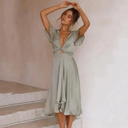 Eliza | Vintage Midi Dress with Ribbon for Summer