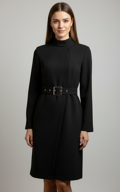 Nina | Asymmetric Belted A-Line Dress