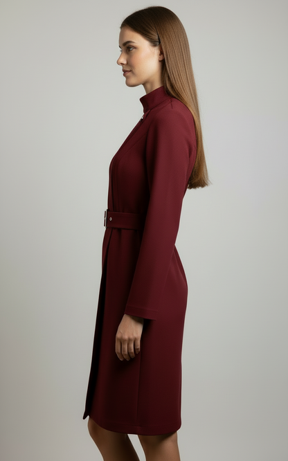 Nina | Asymmetric Belted A-Line Dress