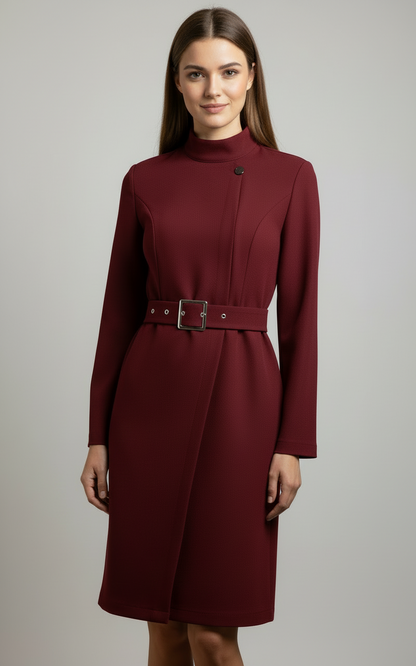 Nina | Asymmetric Belted A-Line Dress