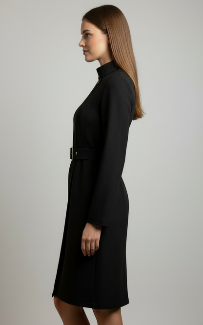 Nina | Asymmetric Belted A-Line Dress