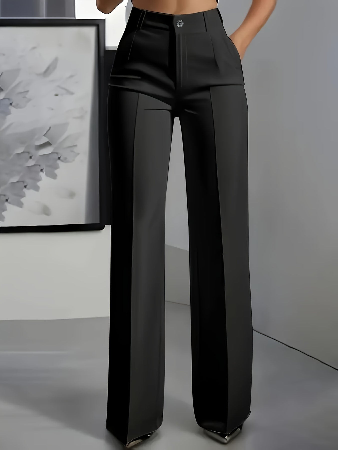 High-Waisted Women's Trousers with Elastic Waistband