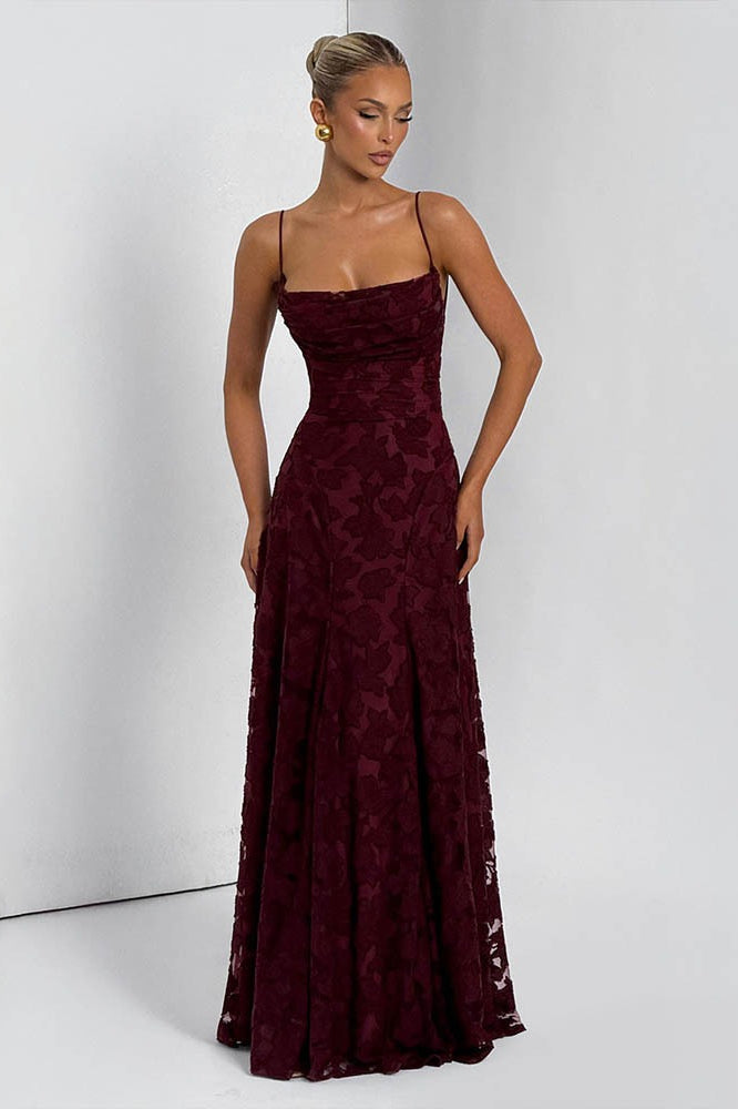 Chiffon Backless Spaghetti Strap Maxi Dress