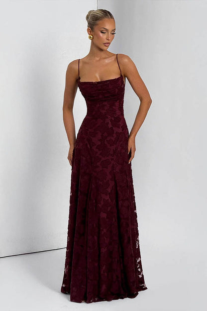 Chiffon Backless Spaghetti Strap Maxi Dress