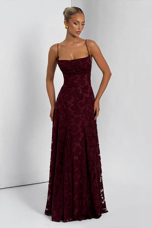 Chiffon Backless Spaghetti Strap Maxi Dress