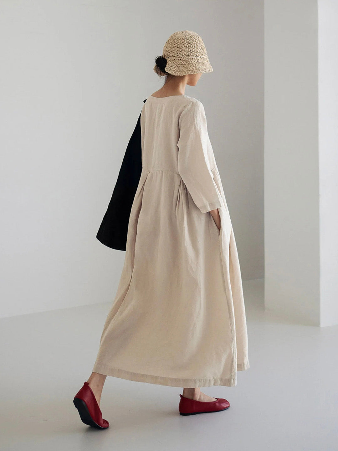 Ella - Loose Linen Dress with Side Pockets
