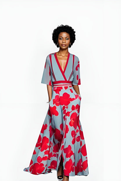 Eliza | Women's V-Neck Floral Wrap Maxi Dress
