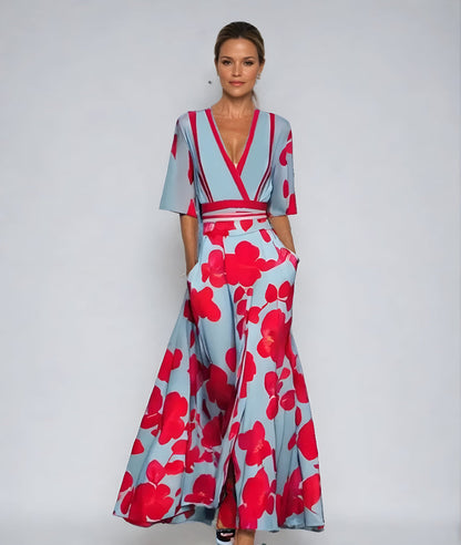 Eliza | Women's V-Neck Floral Wrap Maxi Dress