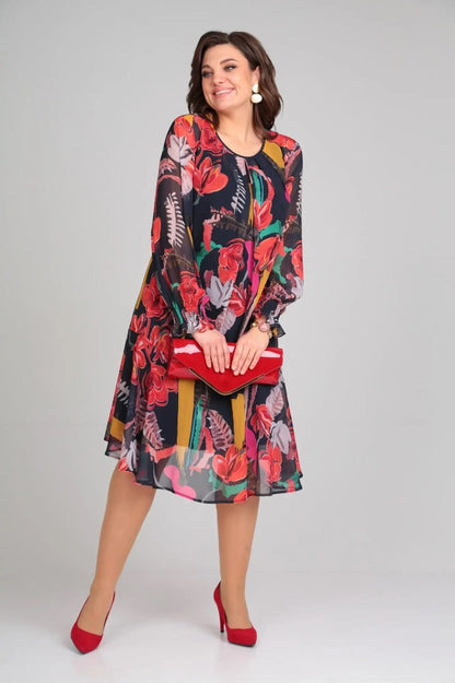 Ellen | Women's Long Sleeve A-Line Midi Dress