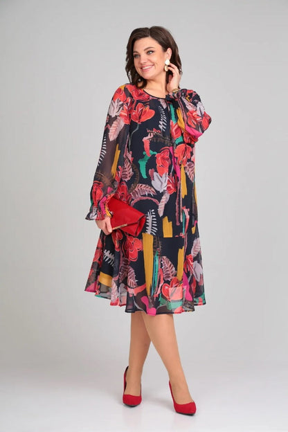 Ellen | Women's Long Sleeve A-Line Midi Dress