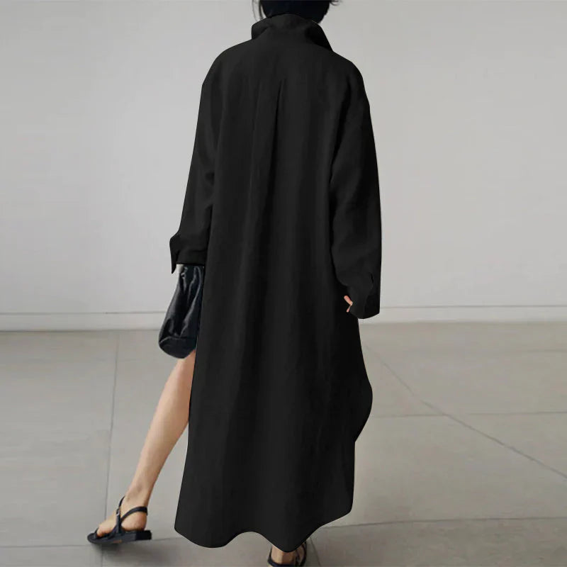 Ellen | Women's Long Sleeve Button-Down Maxi Dress