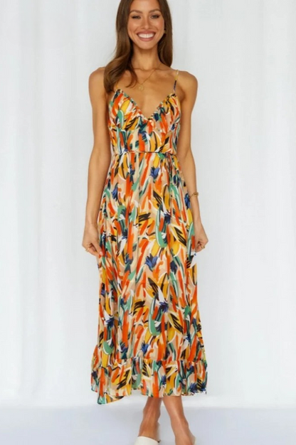 Ellen | Women's V-Neck A-Line Midi Dress