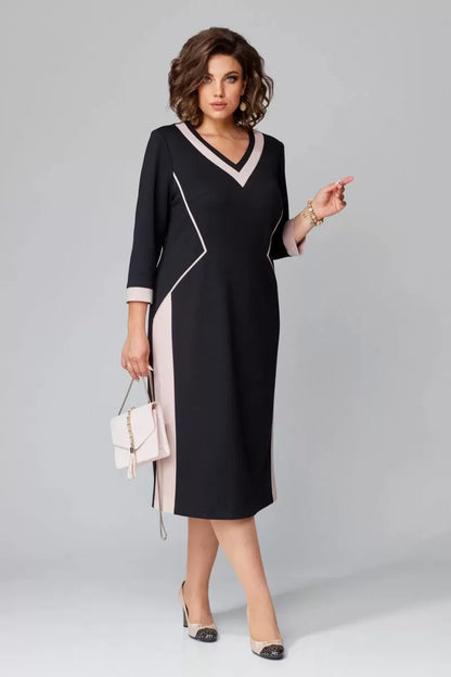 Ellen | Women's V-Neck A-Line Midi Dress