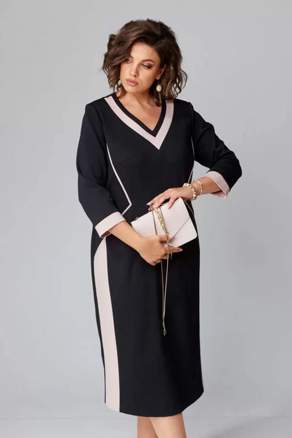 Ellen | Women's V-Neck A-Line Midi Dress
