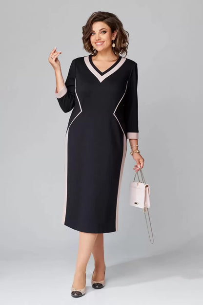 Ellen | Women's V-Neck A-Line Midi Dress