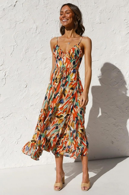 Ellen | Women's V-Neck A-Line Midi Dress