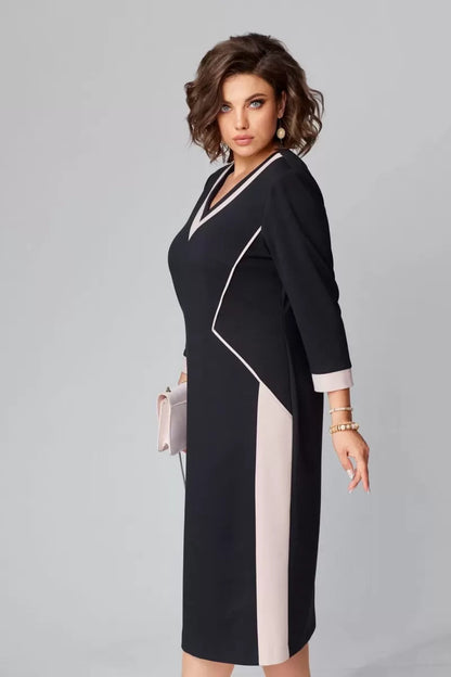 Ellen | Women's V-Neck A-Line Midi Dress