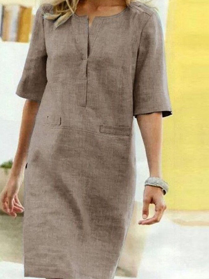 Emily | Women's Elbow Sleeve Shift Midi Dress