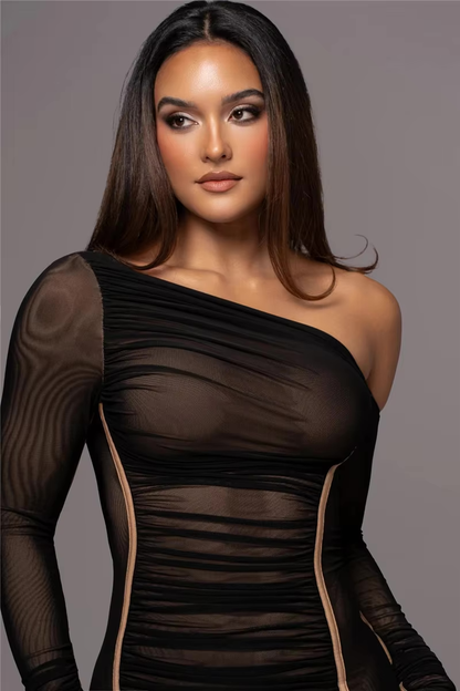 Evelyn | Women's One Shoulder Bodycon Midi Dress